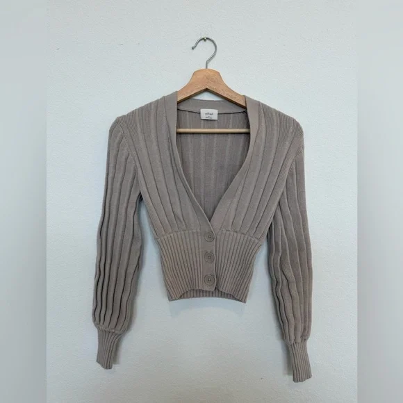 Aritzia Wilfred Cardigan XS Wool Blend Gray Beige - Picture 4 of 9